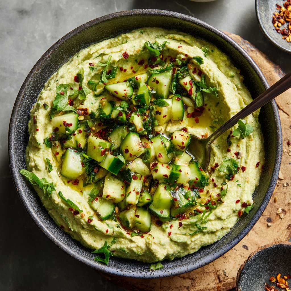 Spicy Cucumber Hummus Bowl