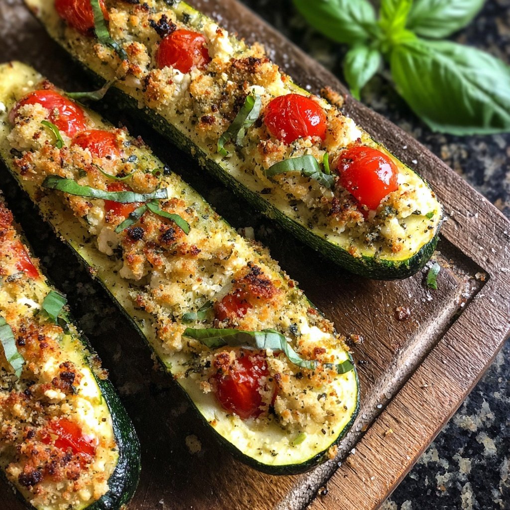 Stuffed Zucchini Boats with Feta