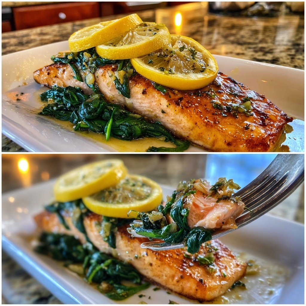 Garlic Lemon Salmon with Spinach