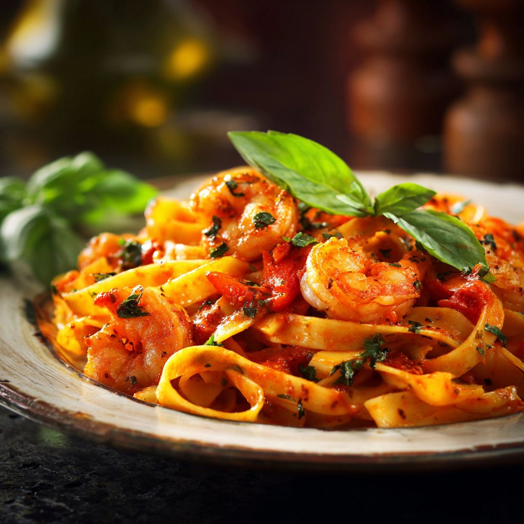 Zesty Shrimp and Tomato Fettuccine